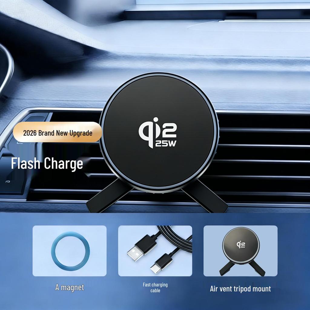 New Car Vent Mount: Qi 2.2 Wireless Charger, Phone Cooler, Magnetic 25W Fast Charging Holder