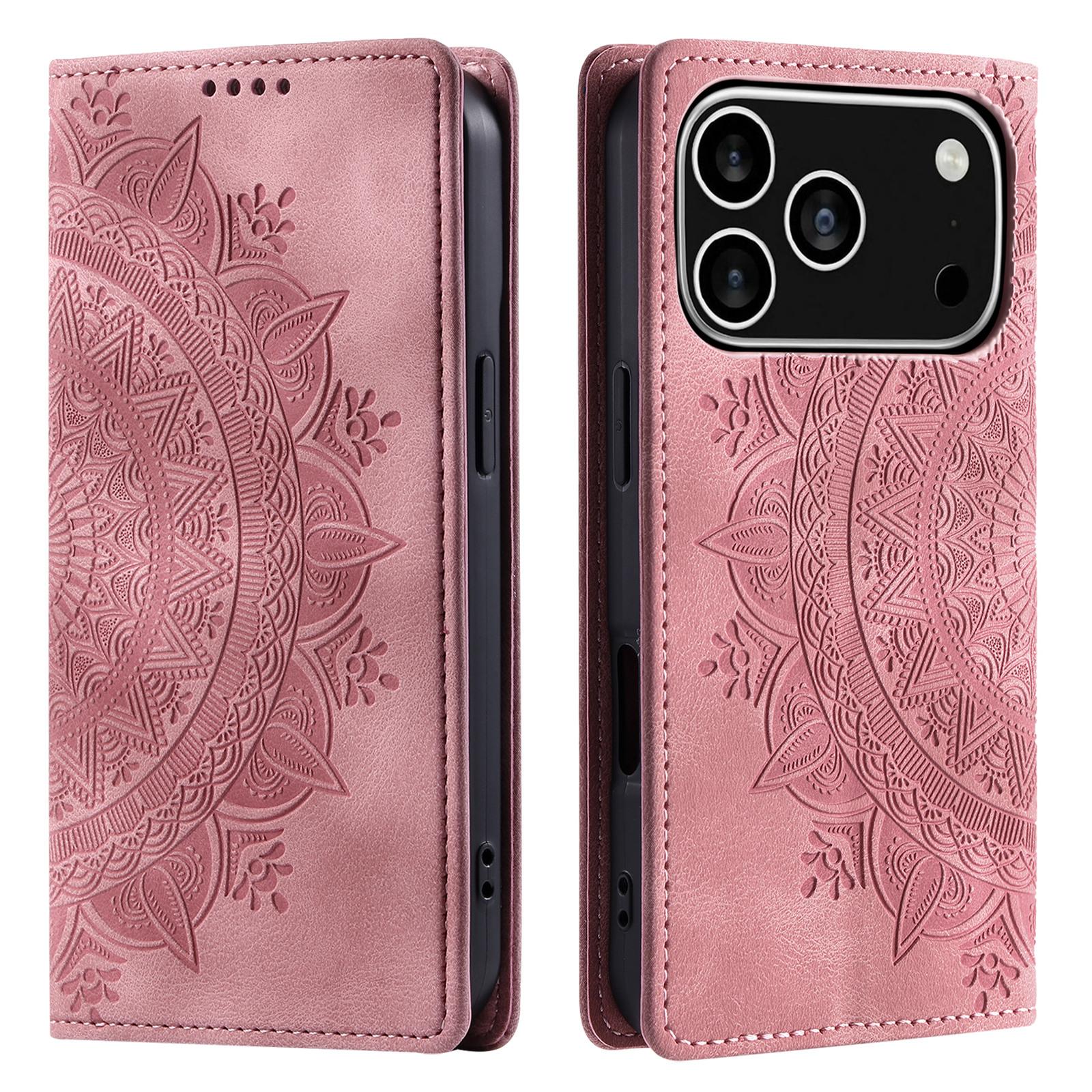 For iPhone 17 Pro Case Magnetic Closing Leather Phone Cover Pattern Imprinted C