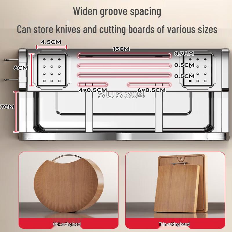 ASD 304 Stainless Steel Kitchen Storage Rack with Chopstick & Cutting Board Holders
