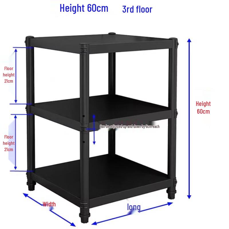 Black 3-Tier Carbon Steel Kitchen Gap Storage Rack
