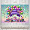 2D Colorful Candy Happy Birthday Backdrop Kids Birthday Party Photography Background Banner
