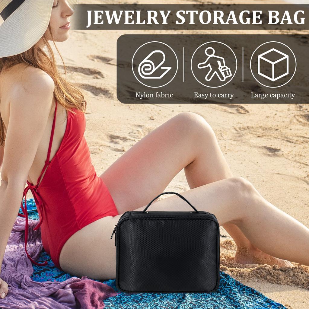 Travel Jewelry Organizer Case Jewelry Bag Jewellery Storage Book Binder with Zipper Velvet Pouch for Traveling Earring