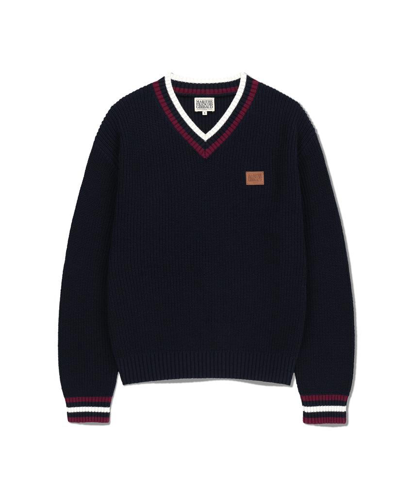 Malittepeulangsowajeobeo V Neck Knit Pullover Navy