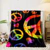 Tie-Dye Peace Symbols and Hearts Blanket Flannel blanket for bedroom, living room, sofa, and nap sofas.