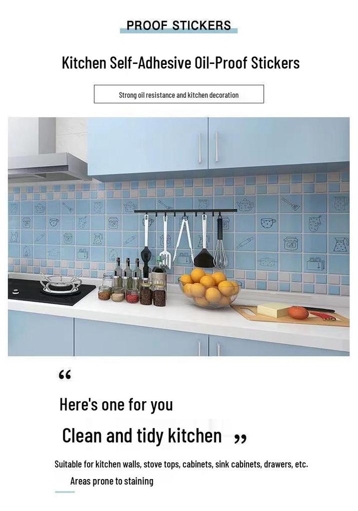 Enhanced Waterproof Kitchen Stove Wallpaper - Oil, Heat, and Moisture Resistant Self-Adhesive Sticker