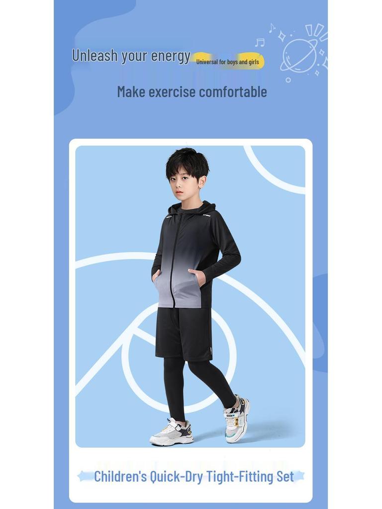 Autumn Quick-Drying Sports Suit: Boys' Basketball & Football Training Outfit with Tight-Fitting Winter Fitness Clothes for Teens