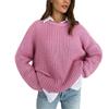 Autumn/Winter Women's Loose Round Neck Solid Color Knit Cardigan Sweater