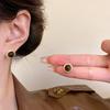 Maillard Style Geometric Tiger's Eye Stone Stud Earrings Women's Retro Small Temperament Earrings High-end Simple Explosive Earrings