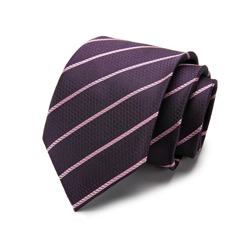 Men's 7.5cm Jacquard Polyester Striped Tie for Formal Business or Interviews