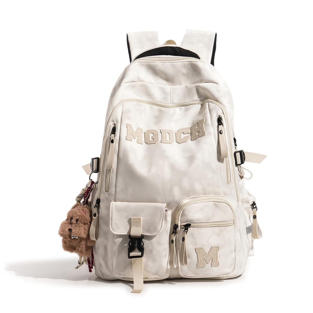 Schoolbag New Men's Backpack, Korean Style INS Workwear Trendy Backpack, Large Capacity Air Cushion Backpack for Middle and High School Students