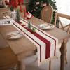 Table flag farmhouse style, natural coarse linen Bohemian table flag modern farmhouse decoration, simple woven cotton crochet la