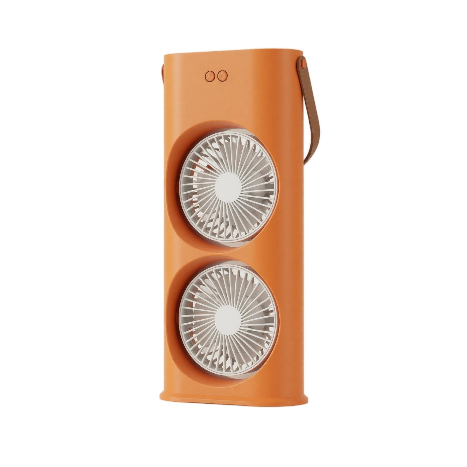 

Portable Desktop Fan Dual Head Adjustable Angle USB Rechargeable Small Electric Fan with Handle for Office Home Travel Use ONE SIZE помаранчевий