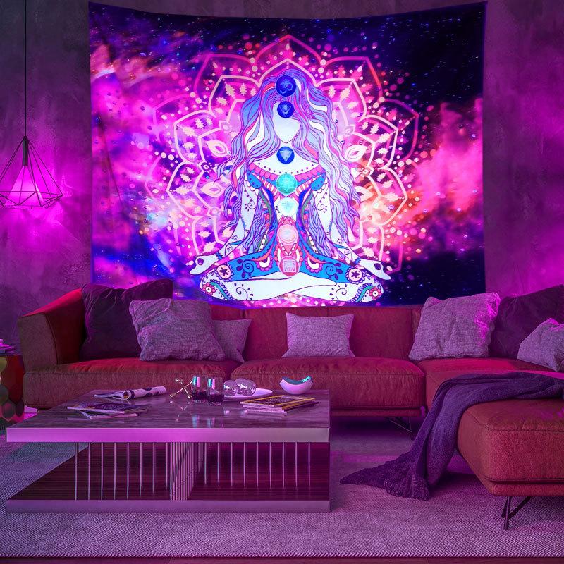 UV Fluorescent Tapestry Print Wall Hanging Art Home Decor