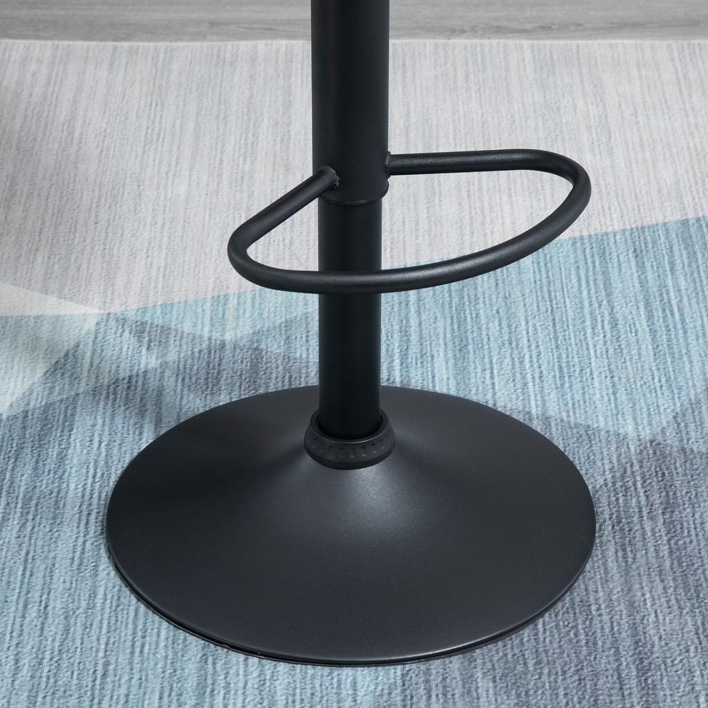 Set of 2 Adjustable Bar Stools with Backrest and Footrest, Metal Base and Faux Leather Seat, 46x48x83-104 Cm, Brown and Black