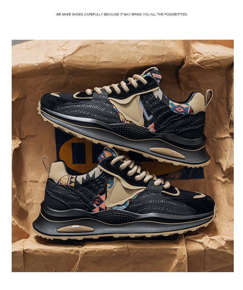 Spring 2025 Men's Trendy Breathable Sneakers - Versatile Thick-Soled Casual Running Dad Shoes