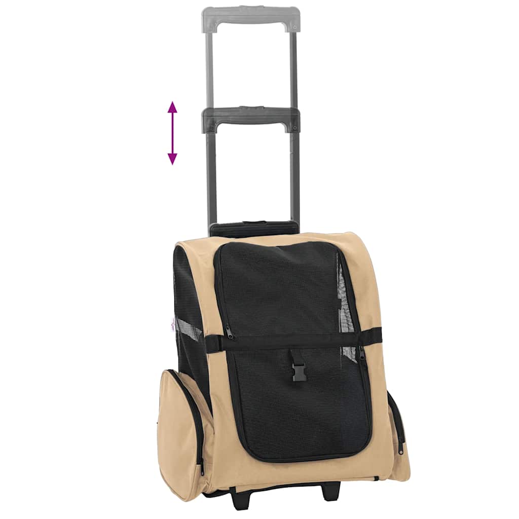 Carrito para Mascotas 3 en 1 Beige 48 x 32 x (57 106) cm Tela Oxford