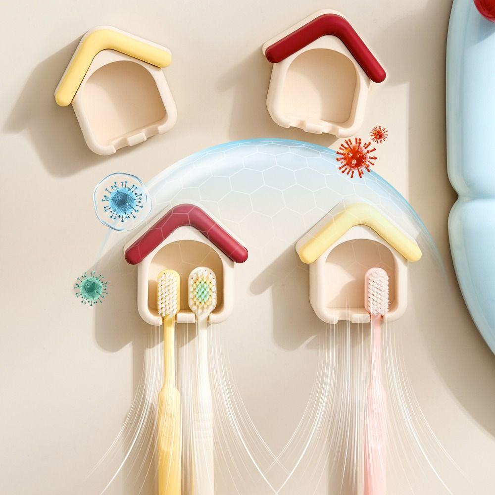 House Shape Wall Toothbrush Rack Cartoon Toothbrush Organizer Toothbrush Holder Bathroom Storage