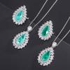 Retro Quadrat Smaragd Anhänger Grenzüberschreitend Paraiba Halskette Schmuck Ring Zubehör Set