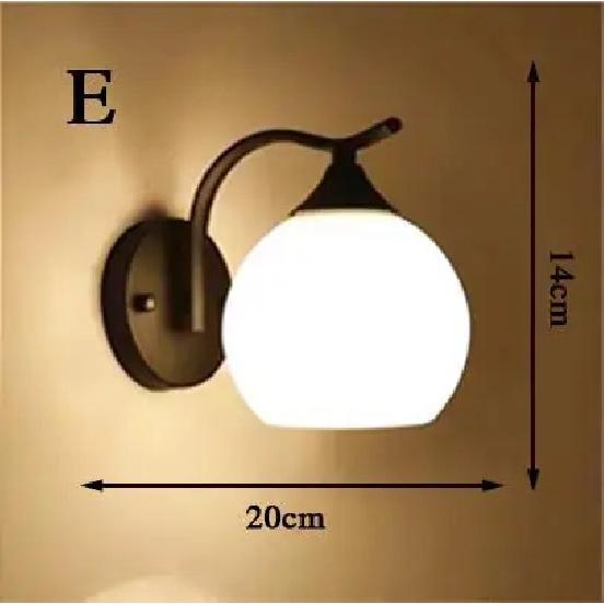 Modern wall lamp retro milky white glass lampshade bedroom staircase bedside lamp attic interior black E27 base home decoration