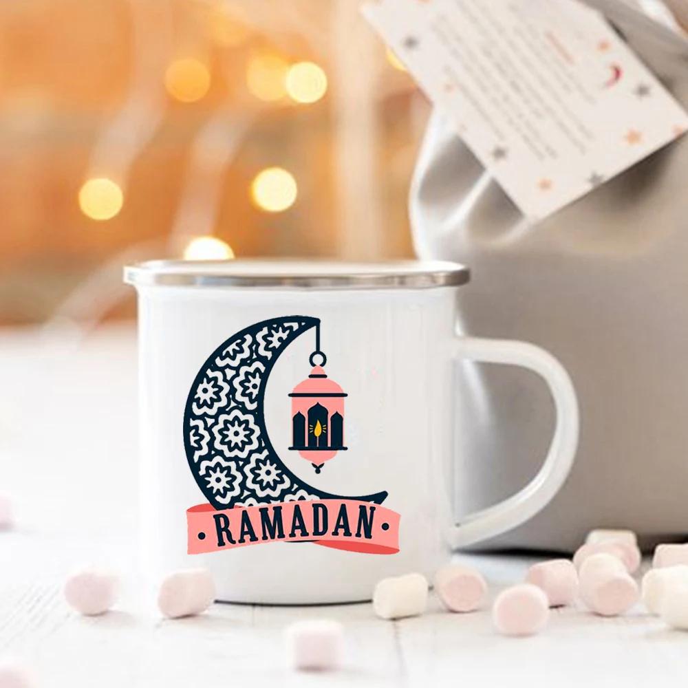 

Ид Мубарак Луна Печать Креативная чашка для кофе Ид Рамадан Декор для вечеринки Напитки Вино Сок Какао Чашки Исламские Мусульманские эмалированные кружки Подарки 360ml