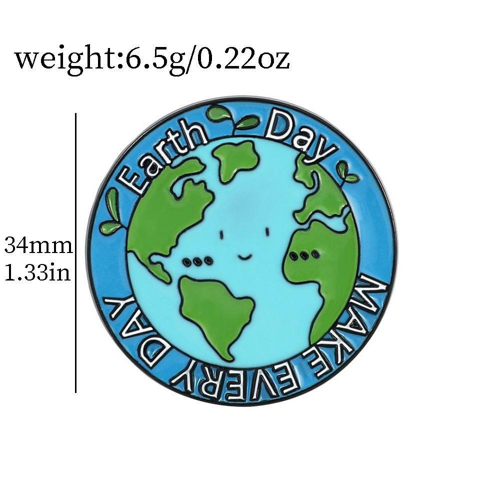 Popular Love the Earth Brooch Earth Day Metal Badge Green Round Wear Medal Collar Pin