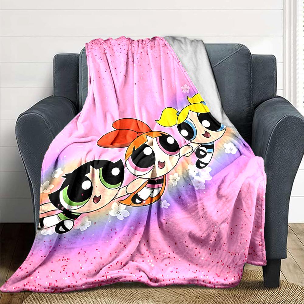1Pc Powerpuff Girls Blanket For Couch Bed Plush Cozy Fuzzy Blanket Super Soft Warm Blankets For Fall And Winter 0918295