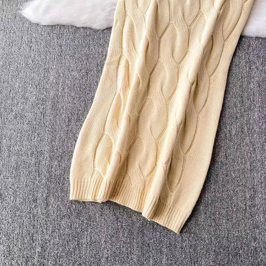 Autumn 2 Piece Set Turtleneck Sweater For Women Casual Fashion Style Chic Weave Top + High Waist Elegant Long Skirt