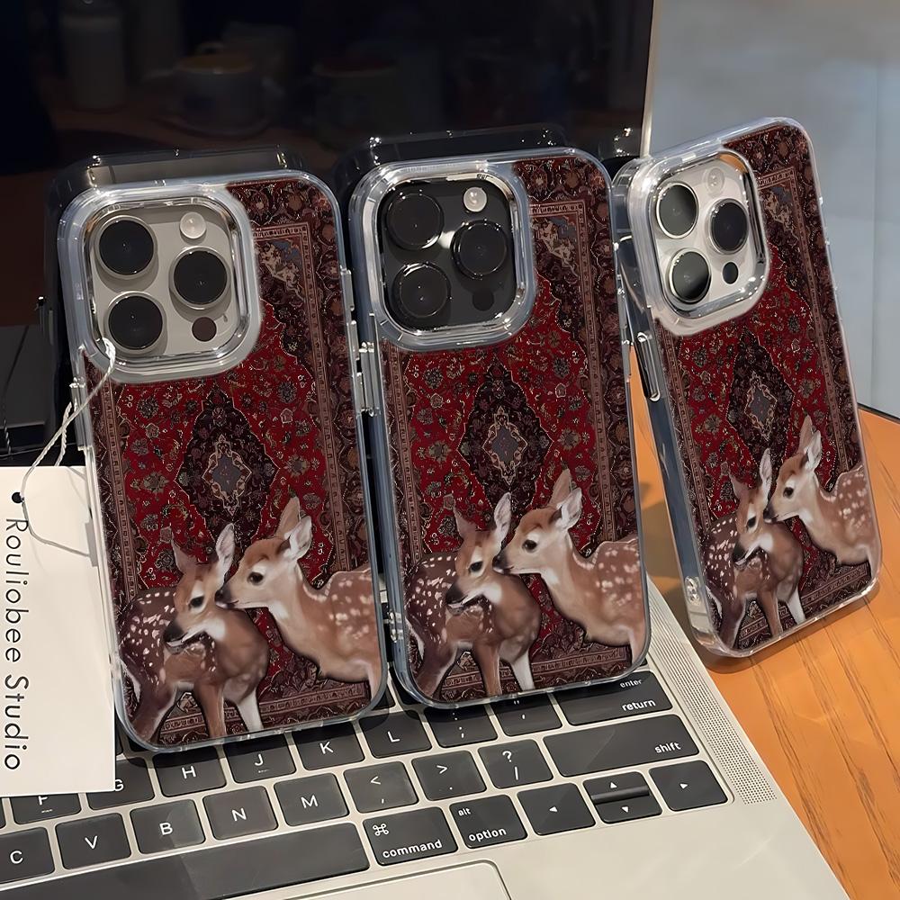 Two Deer Phone Case For Iphone 17 17E 16E 15 Pro Max 12 14 11 16 13 Transparent Ultra-Thin Protective Shell Coque