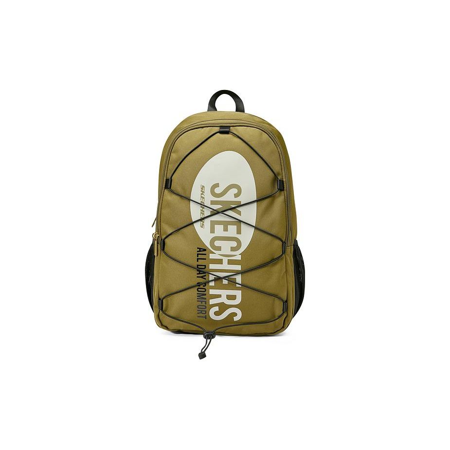 Skechers Letter Print Zipper Closure Fabric Backpack Unisex Backpacks Seaweed-Brown L323U065-01EW Kelp Brown