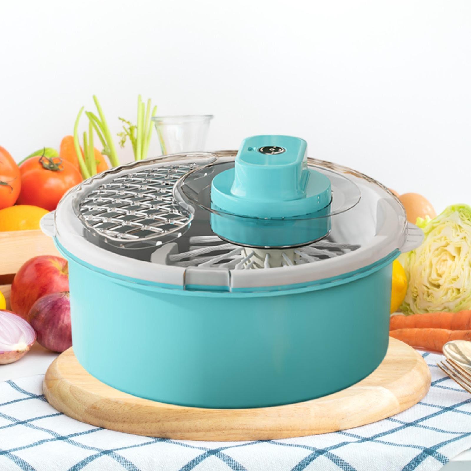 

Electric Salad Spinner Home Quick Drying Salad Making Tool Colander Multifunctional Food Strainer Kitchen Veggie Fruit Washer синий