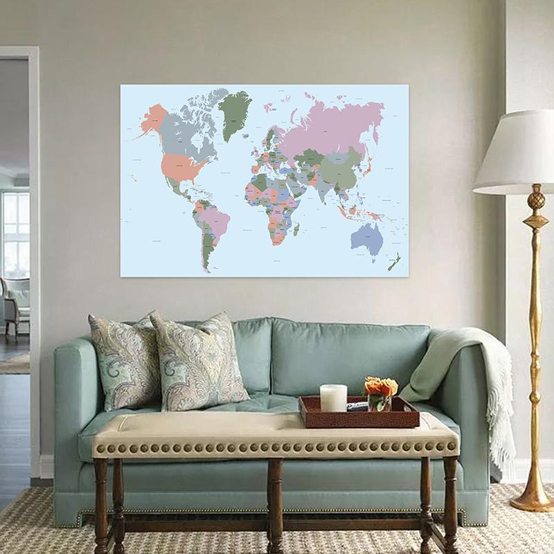 Grande Poster Mappa del Mondo Arte da Parete per Decorazione Aula e Ufficio di Casa, Mappa Politica del Mondo Dettagliata Aggiornata al 2026 per Viaggi e Uso Educativo