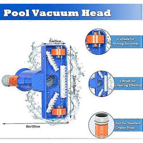 Upgraded Pool Vacuum Kit, 115cm Hot Tub Cleaner with Telescopic Pole, Brush and Mesh Leaf Bag, Pond Hoover Jet