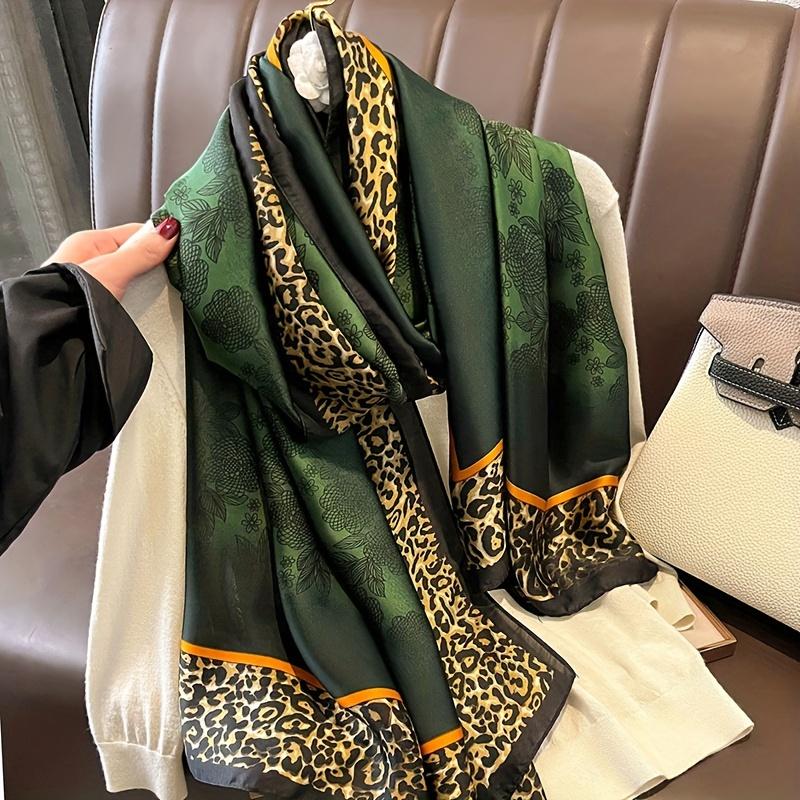 Luxuriöser Grüner Seidenschal 90*180cm Damen Weiche Glatte Schals Kopftuch Hijab Draußen Schal Langes Tuch Strandtuch 90X180CM black