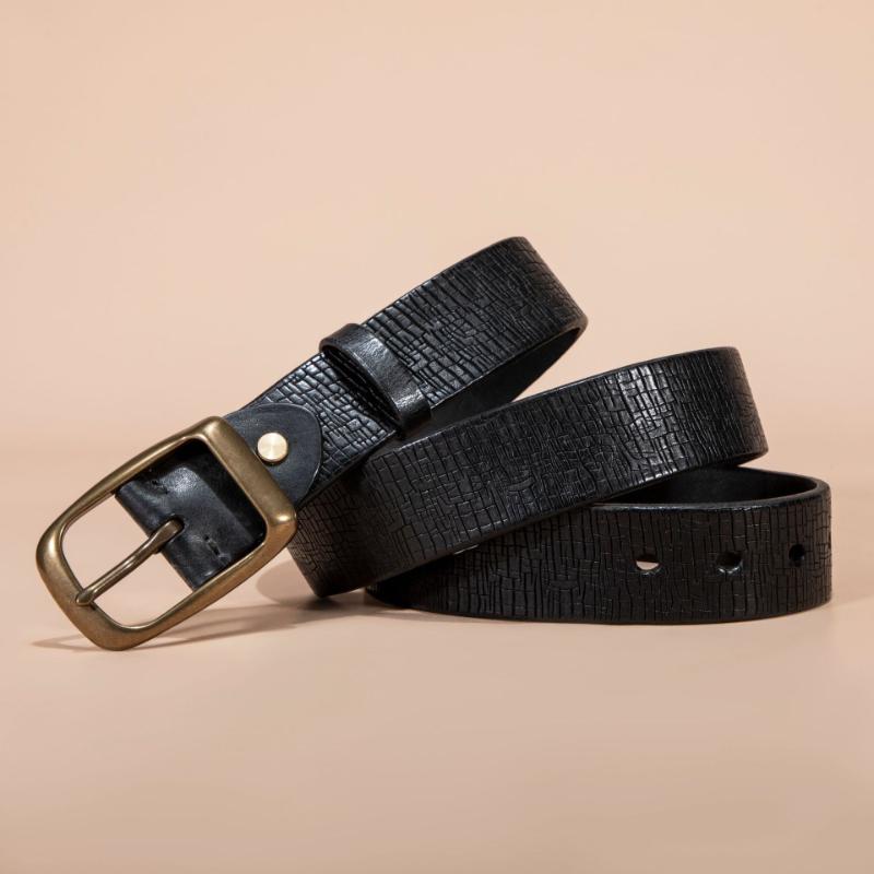 Thickened Double-sided Available Vegetable Tanned First-layer Cowhide Copper Buckle Belt Men's Genuine Leather Pin Buckle High-end Belt