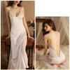 Women Sexy Lace Patchwork Nightgown Long Kimono Bath Gown Loose Suspender Nightdress Intimate Lingerie
