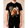 Age Scrat Eichhörnchen Grafik T-Shirt - Lustiges Cartoon-Design mit dem aufgedruckten Text I'not a Dinosaurier. Schwarzes lässiges T-Shirt mit Rundhalsausschnitt, für alle geeignet