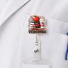Telescopic Badge Holder Cute Glitter Reels, Acrylic Retractable with Clip, ID Name Tag Reel Card for Nurse Teacher Keychain Nurses
