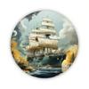 Nautical Ship Stormy Sea Round Metal Wall Art Iron Sign Home Bar Decor