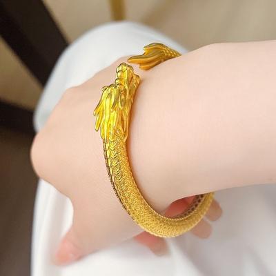 Zlatý náramek Dragon a Phoenix v národním stylu Temperament Náramek ve stylu Retro Palace