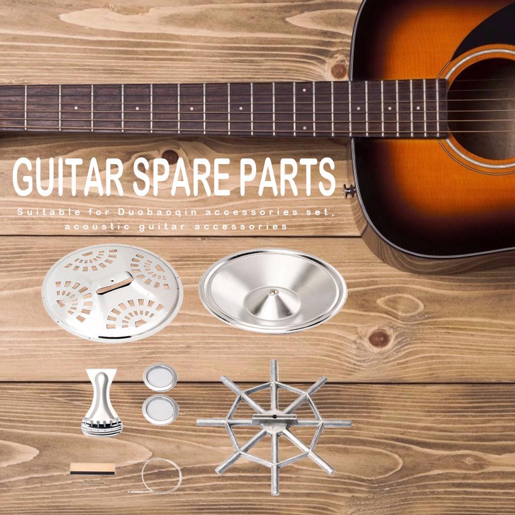 Silver Wood Dobro Guitar Parts Set Resonator Cones Soundhole Screens Tailpiece Spider Bridge Saddle Musical Instrument Parts China Mainland