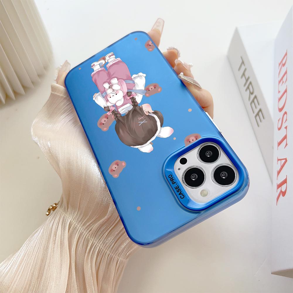 Custodia per telefono anti-caduta antiurto con guscio rigido a doppia faccia colorato con motivo dipinto per Huawei Honor Infinix Tecno iPhone