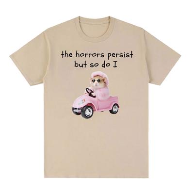 Die Schrecken bestehen fort, aber das tun sie auch. Glamouröses rosa Hamster-T-Shirt mit lustigem Meme-Motiv für Herren und Damen, lässig, 100 % Baumwolle, übergroße T-Shirts