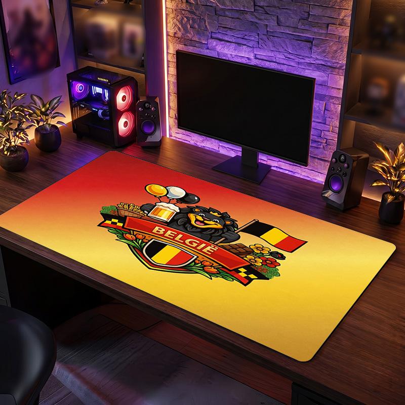 Belgium Football Crest Mouse Pad, Extended Non Slip Rubber Desk Mat for Gaming Office Laptop Fan Gift