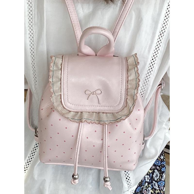 Schoolbag Spring 1011 Korean Sweet Lace Flower Backpack Women's New Fashion Versatile Polka Dot School Bag Personality