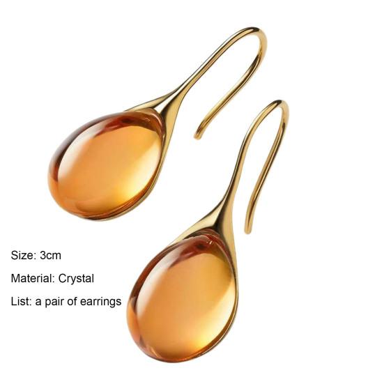 1 Çift Kadın Küpe Su Damlası Şekli Sahte Kristal Şeffaf High-end Damla