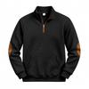 Men's Half-Zip Hoodie Long Sleeve Loose Fit Sweatshirt Pullover with Double Stitching and Paneled Design