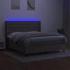 Exclusive House - Slatted Bed Base Mattress and LED Taupe 180x200 Cm Fabric