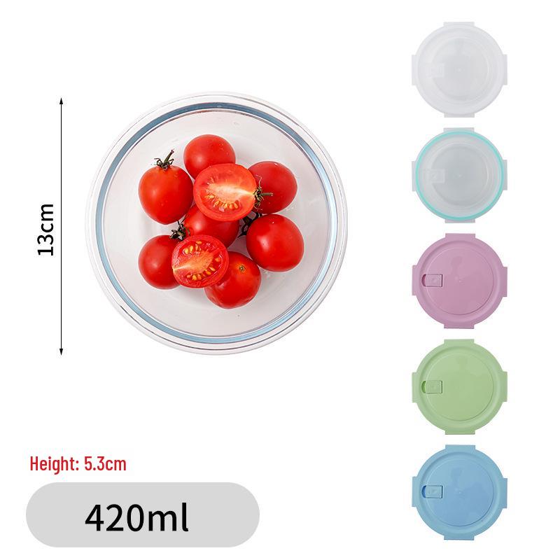 קופסת אוכל זכוכית שקופה עמידה לחום גבוה: אחסון בנטו מלבני ועגול בטוח לשימוש במיקרוגל