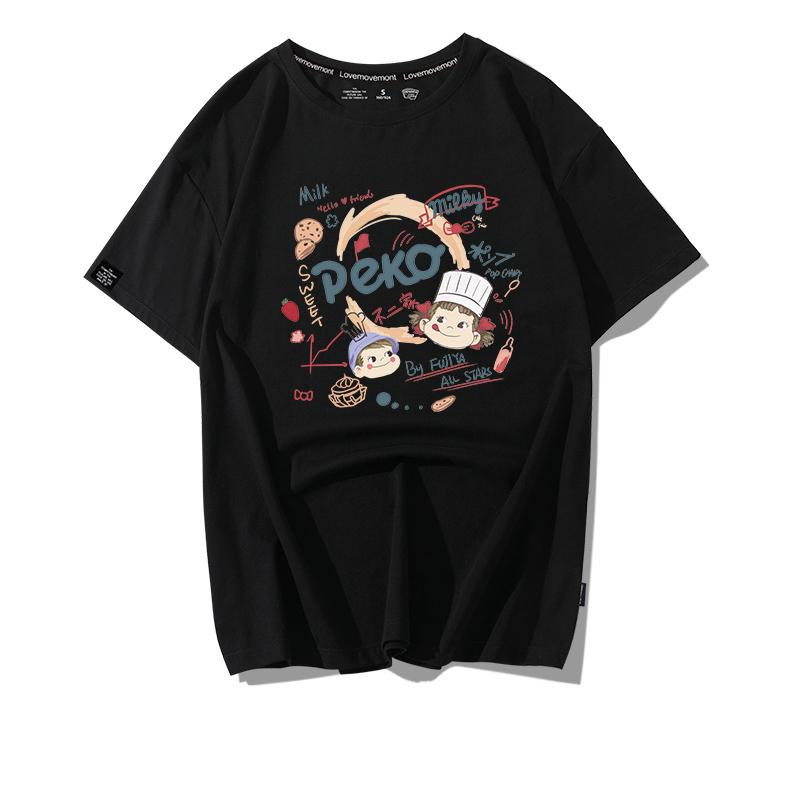Loose ort Sve T-irt Women Summer Oversize Harajuku Sle Cartoon Print Casual Cotton Top Streetwear Hip Hop round Ne