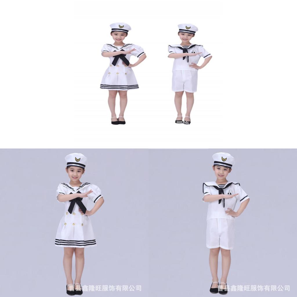 Childrens Navy Uniform Dance Costume With Polyester Fabric For Stage Performance